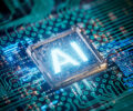 NPU chip AI terpasang pada papan sirkuit, menyoroti arsitektur khusus untuk komputasi neural.